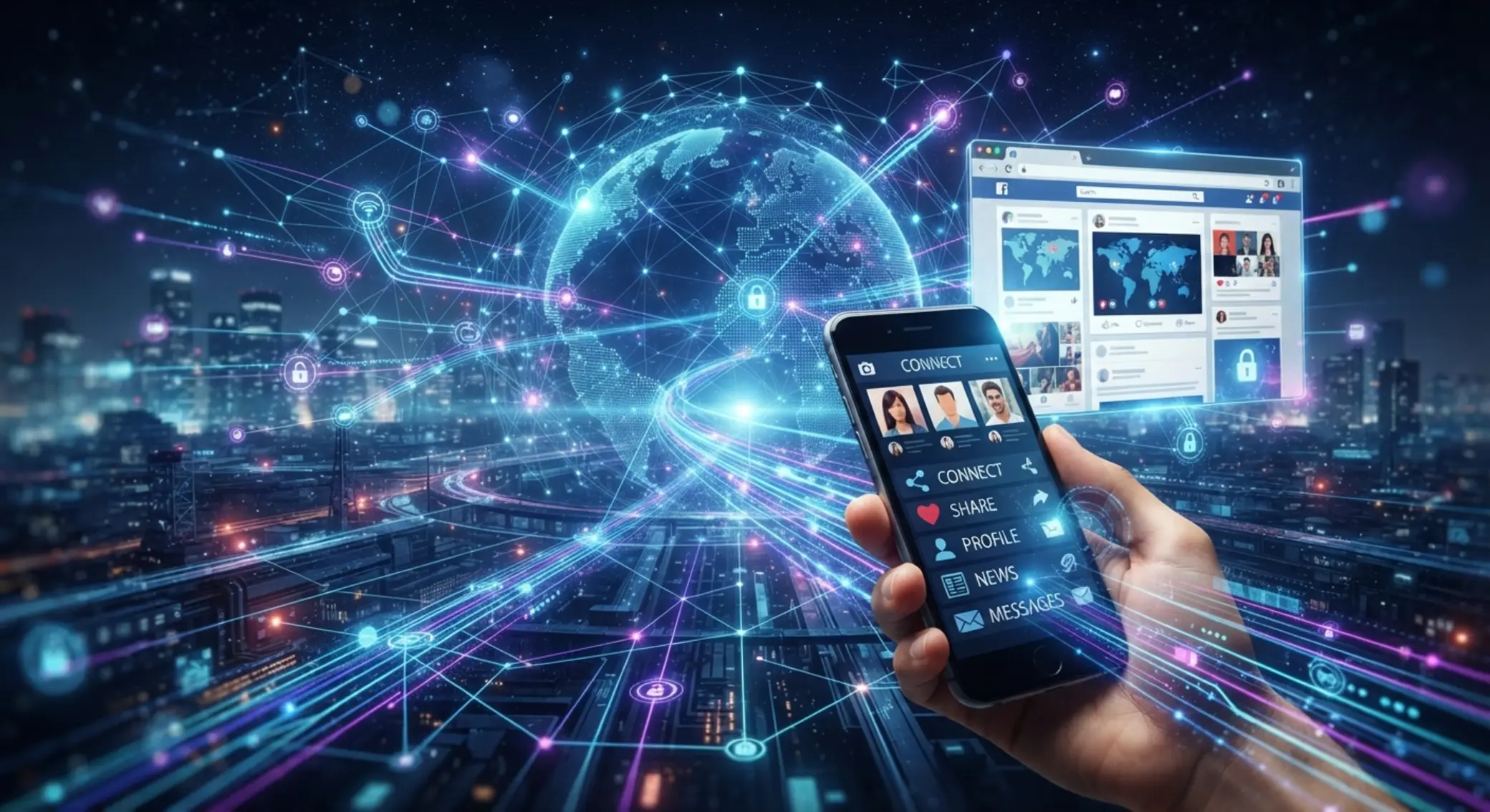 Abstraktní propojení sociálních sítí a online služeb