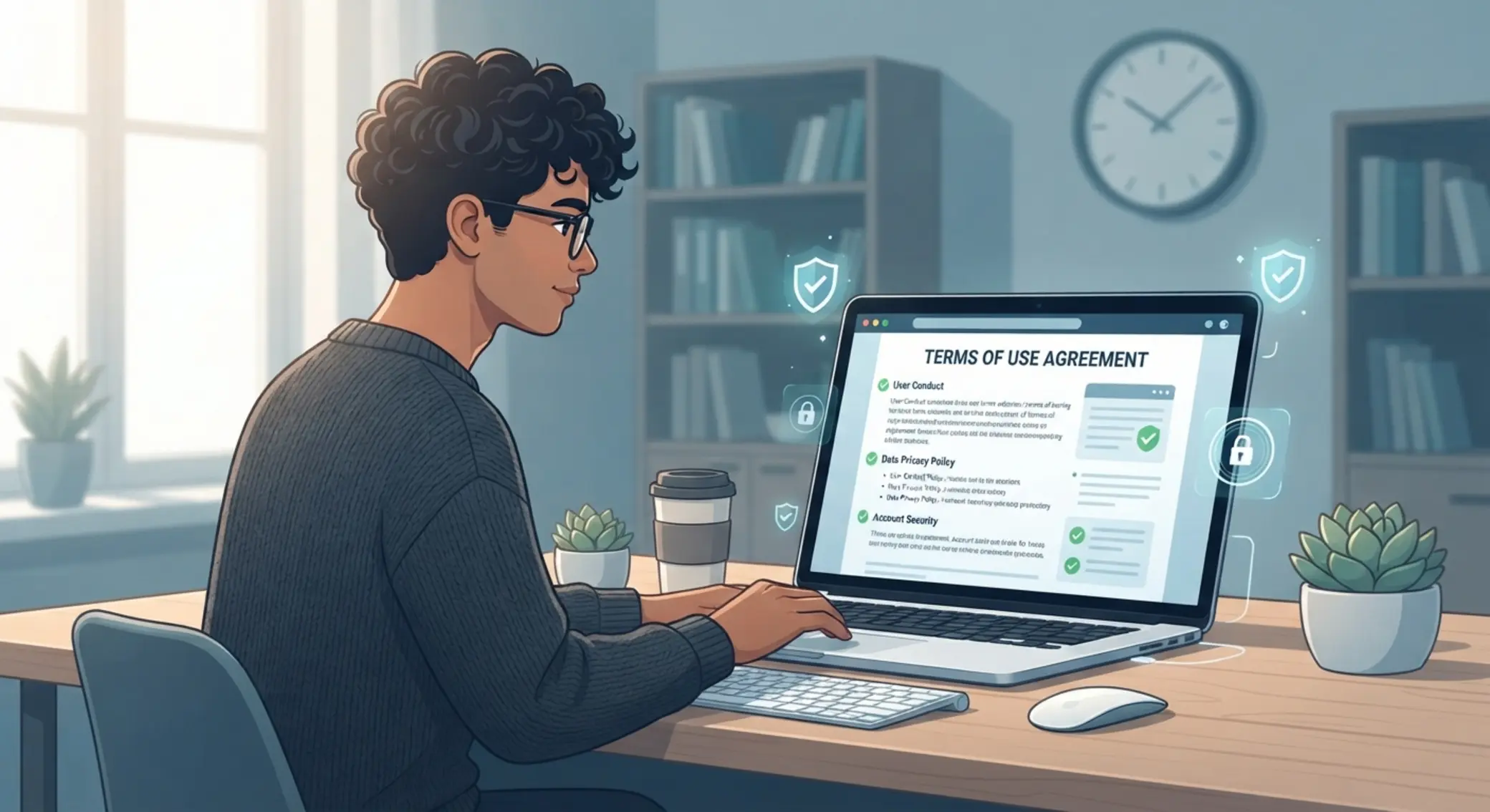 Ilustrace bezpečného a férového používání online služeb a pravidel webu