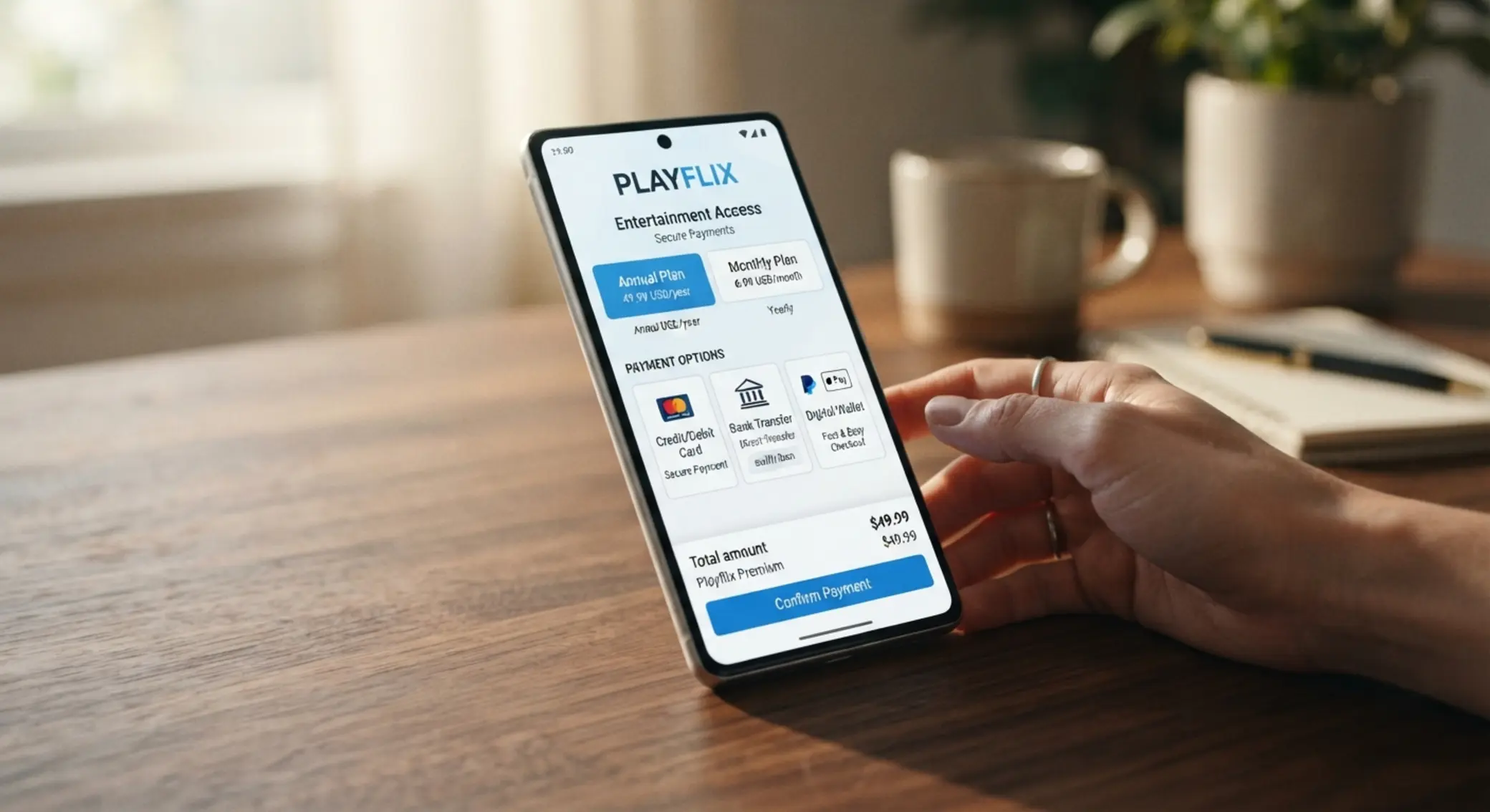 Mobil s rozhraním a ikonami platebních metod